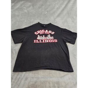 American Apparel‎ Chicago Illinois Skyline Graphic T-Shirt Black XL 1301 Mens
